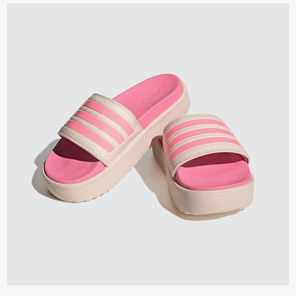 adidas White and Pink Platform Sandals - Picture 4 of 6